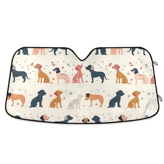 Dogs Outline Car Windshield Sun Shade Foldable Car Front Window Visor Heat and UV Protection 53x23.5