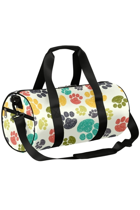 Dogs Paw Travel Sport Duffle Bag,Cute Animal Canvas Shoulder Tote Gym Bags for Overnight Weekender Dancing Yoga Gymnastics Ballet