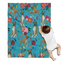 Dogs with Pioneer Flower Blanket,Comfortable Soft Flannel Throw Blanket,All Season,Warm Lightweight Blankets for Sofa Bed Couch Living Room Chair,30"x40"