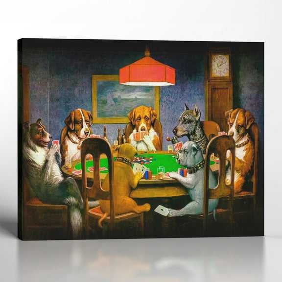 Dogs Playing Poker Canvas Print, Dogs Playing Cards, Playing Cards Wall Art, Poker Art, Playing Cards Wall Art, Dog Posters, 16x20