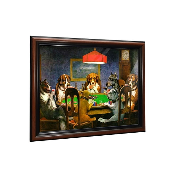Dogs Playing Poker by Cassius Marcellus Coolidge, World Famous Wall Art Collection, Brighten Your Den or Man Cave Decor with this Dogs Playing Poker Framed Picture, 11x14, 2485W