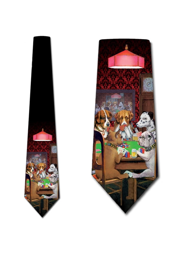 Dogs Playing Poker tie Necktie Mens Tie by Three Rooker