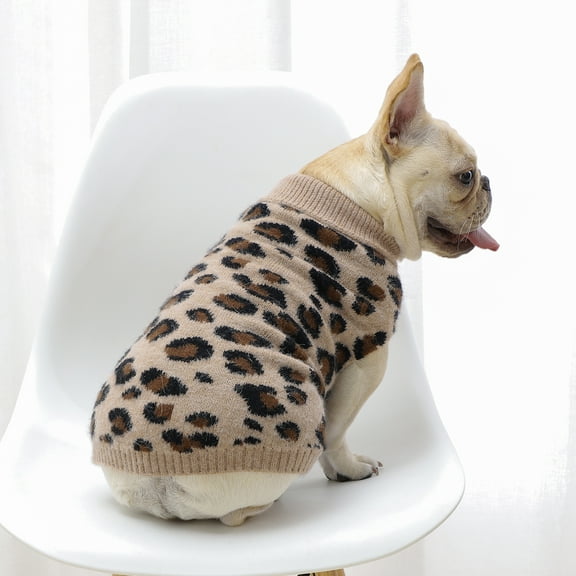 Dogs Pullover Knitted Pet Sweater Fashion Leopard Print Dot Cats Waistcoat Sleeveless Warm Bomei Clothing Chihuahua Bulldog Vest