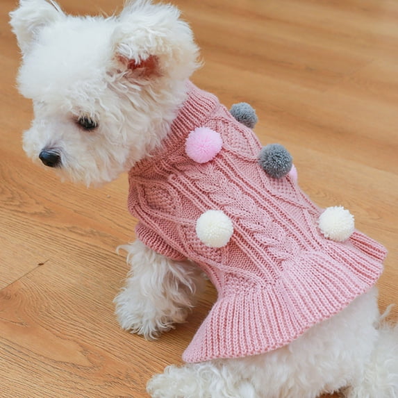 Dogs Pullover Sweater Dress Winter Puppy Knitted Warm Skirt Clothes For Small Dogs