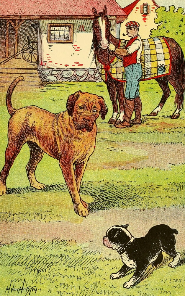 Dogs & Puppies 1908 Nearly swallowed alive Canvas Art - Hugo Von Hofsten (18 x 24)