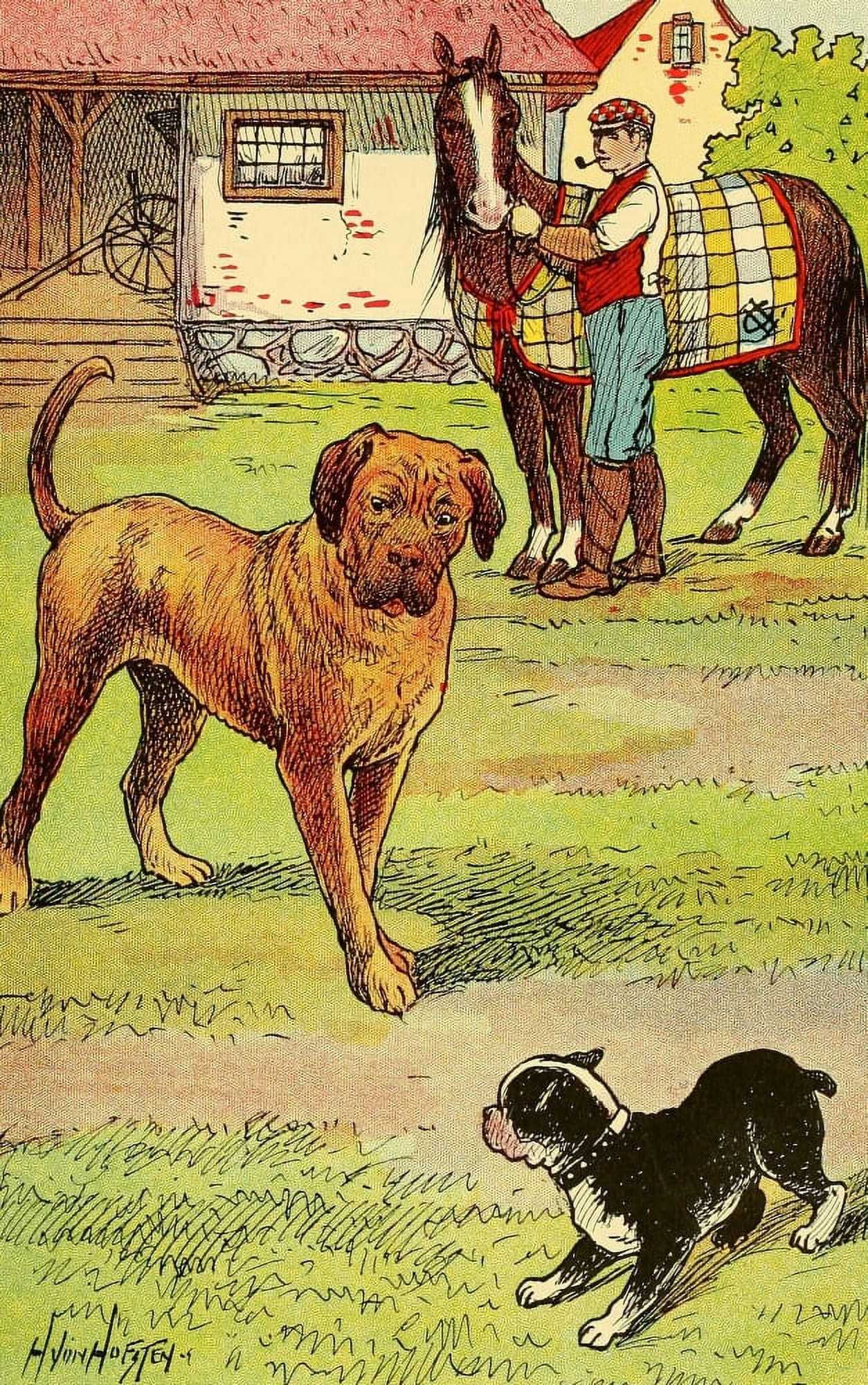 Dogs & Puppies 1908 Nearly swallowed alive Canvas Art - Hugo Von Hofsten (24 x 36)