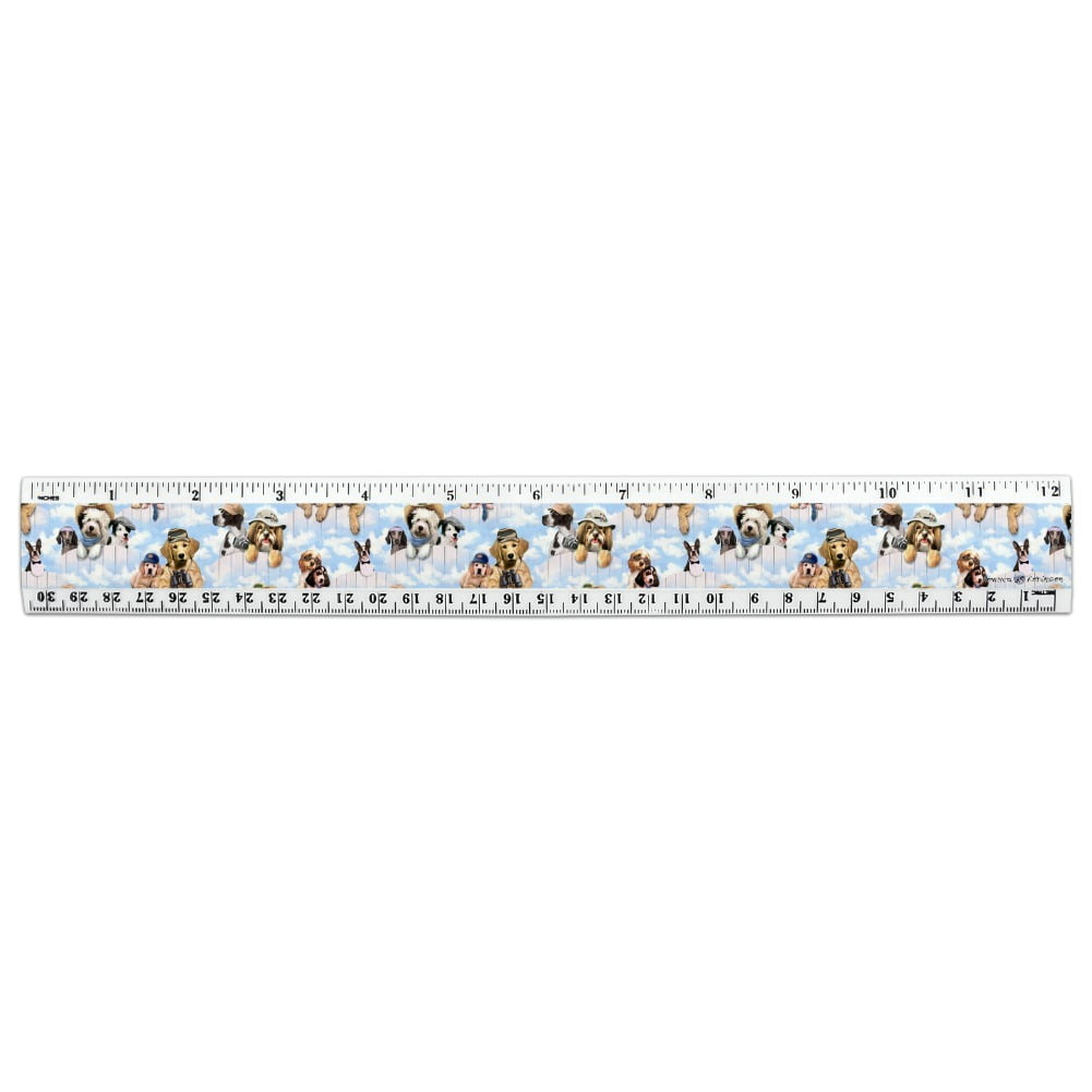 Pet Ruler Designs Dogs Puppies Club Pattern 12 Inch Standard and Metric Plastic Ruler ...