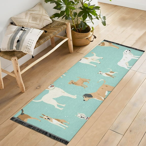 Dogs Runner Rug Machine Washable Area Rugs Carpet Non Slip Entryway Mat for Bedroom Entryway Front Door