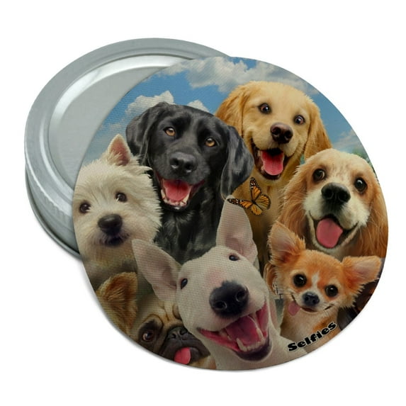 Dogs Selfie Lab Golden Retriever Dachshund Westie Pug Terrier Round Rubber Non-Slip Jar Gripper Lid Opener