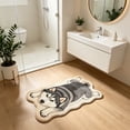 thumbnail image 1 of Dogs Shape Bath Plush Mat Rug, Polyester Non-Slip Quick Dry Absorbent Thin Bathroom Rugs Fit Under Door Bathroom Floor Mats-Shower Rug for in Front of Bathtub, Sink, Shower Room, 1 of 6