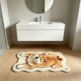 thumbnail image 1 of Dogs Shape Bath Plush Mat Rug, Polyester Non-Slip Quick Dry Absorbent Thin Bathroom Rugs Fit Under Door Bathroom Floor Mats-Shower Rug for in Front of Bathtub, Sink, Shower Room, 1 of 5