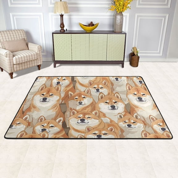 Dogs Shiba Inu Area Rug Washable 72 x 48 Floor Carpet Mat Non Slip for Bedroom Living Room Kids Room Home Decor
