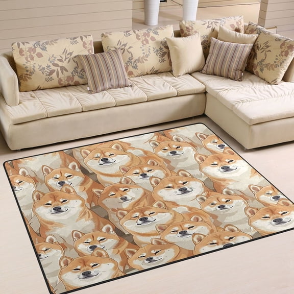 Dogs Shiba Inu Area Rug Washable 80 x 58 Floor Carpet Mat Non Slip for Bedroom Living Room Home Decor