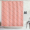 thumbnail image 1 of Ambesonne Dogs Shower Curtain, Bull Terrier Faces and Bones, 69"Wx70"L, Coral Off White, 1 of 3