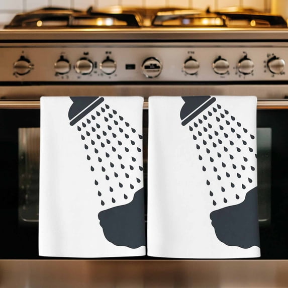 Dogs Showering Kitchen Towels Set of 4, Modern Abstract Art Funny Animals Absorbent Dish Towels for Kitchen, Microfiber Hand Towel, Quick Drying Tea Towel for Cleaning Decorative Dishcloths