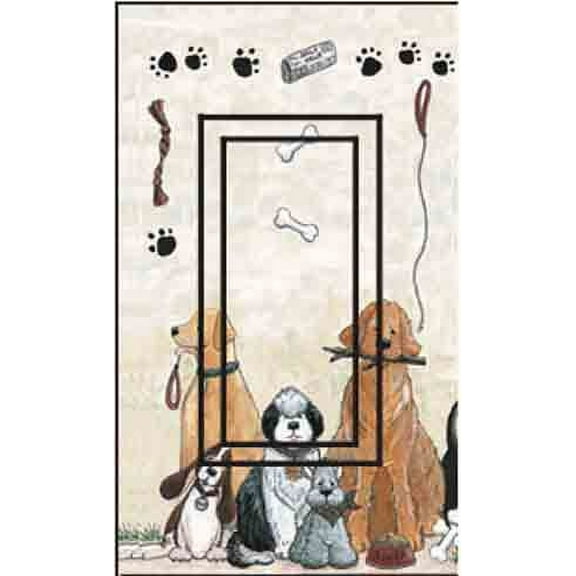 Dogs Single Rocker SwitchStix Peel and Stick Art Deco Switch Plate Cover Applique Washable Heat/Steam/Water-Resistant - 1 unit