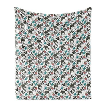 Dogs Soft Flannel Fleece Throw Blanket, Boston Terriers and Colorful Flowers Blossoming Springtime Theme with Butterflies, Cozy Plush for Indoor and Outdoor Use, 50" x 70", Multicolor, by Ambesonne