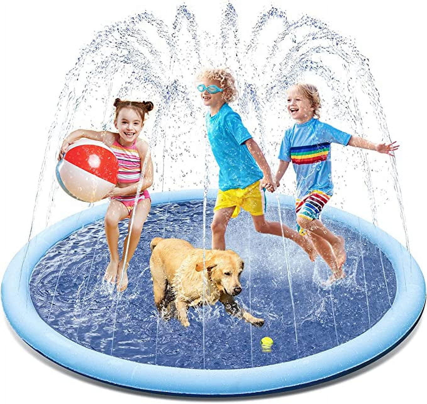 Dogs Splash Pad 67" Non-Slip Thicken Sprinkler Pool for Kids and Dogs, Summer Outdoor Water Toys Backyard Fountain Play Mat for Baby Girls Boys Children Toddlers Pet Dog