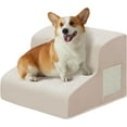 thumbnail image 1 of Dogs Steps for Bed, Dog Stairs for Small Dogs, 2-Step Dog Ramp for Bed, Couch, Sofa, and Chairs, Non-Slip Bottom Design, Cat Scratching, High Density Foam Portable Pet Step, Indoor, Beige, 1 of 16