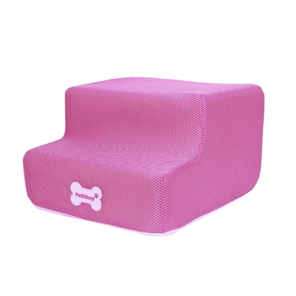 Dogs Steps for Bed, Dog Stairs for Small Dogs, 2-Step Dog Ramp for Bed, Couch, Sofa, and Chairs, Non- Bottom Design, Cat Scratching, High Density Foam Portable Pet Step, Indoor, Pink
