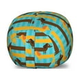 thumbnail image 1 of Dogs Storage Toy Bag Chair, Vertically Striped Blue Background with Bedger Dogs Dachsund Puppies, Stuffed Animal Organizer Washable Bag, Small Size, Pale Blue Brown, by Ambesonne, 1 of 3