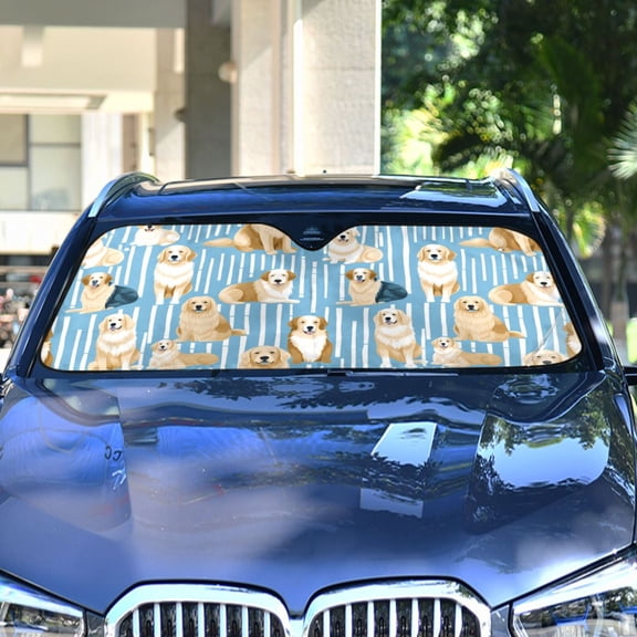 Dogs Stripe Automotive Front Car Windshield Sun Shade Reflector Foldable for Front Fit for Cars Truck SUVs