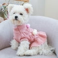 thumbnail image 1 of Dogs Sweater Dress With Bowtie Checkered Winter Sweater Clothes Apparel for Small Puppy Chihuahua Corgi Pink XS, 1 of 8