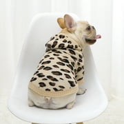 Dogs Sweater Knitted Fall Pet Pullover Fashion Leopard Print Cats Clothes Bulldog Chihuahua Winter Hooded Dress Warm Long Sleeve