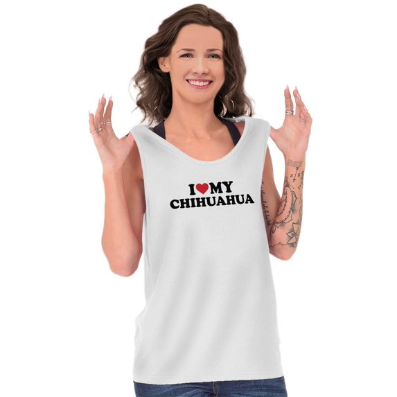 Dogs Tank Tops T-Shirts Tees For Womens Love My Chihuahua Funny Dog Owner Pet Parent