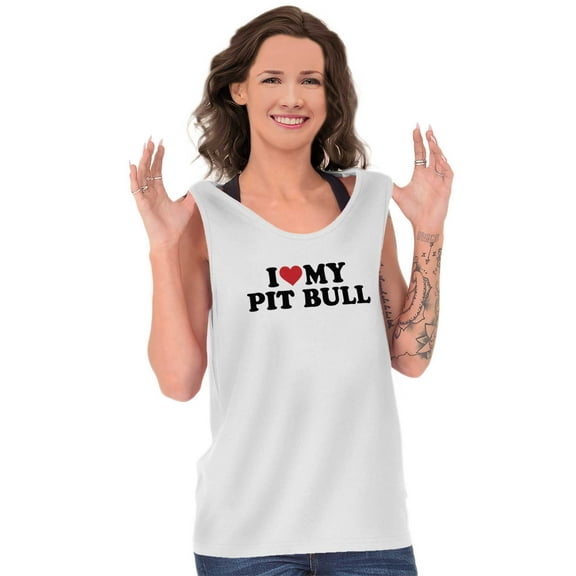 Dogs Tank Tops T-Shirts Tees For Womens Love My Pit Bull Dog Owner Parent Funny Gift
