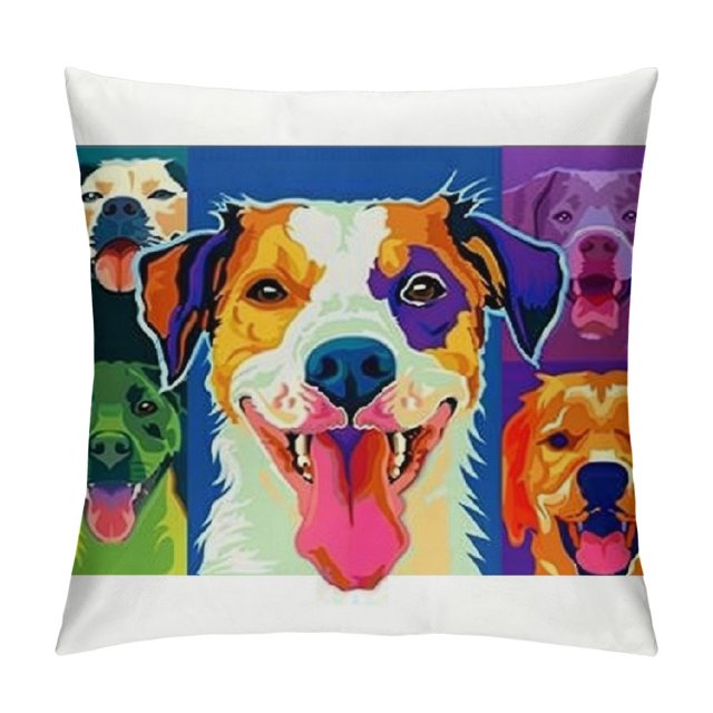Dogs Throw Pillow Cover Funny Poodle Shepherd Terrier Labrador Hound