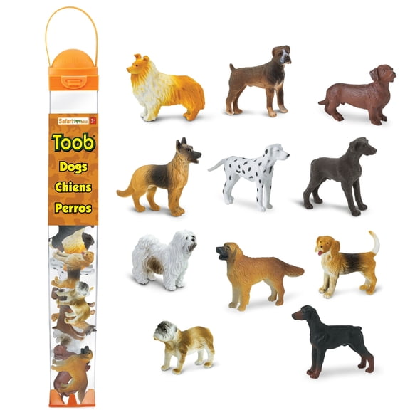 Safari Ltd. Dogs Toob - 11 Figurines Including Dachshund, Dalmatian, Golden Retriever, German Shepherd & More - Educational Toy Set for Boys, Girls & Kids Ages 3+
