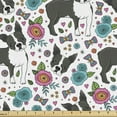 thumbnail image 1 of Ambesonne Dogs Fabric by the Yard Upholstery, Boston Terriers and Flowers, 5 Yards, Multicolor, 1 of 4