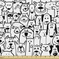 thumbnail image 1 of Ambesonne Dogs Fabric by the Yard Upholstery, Monochrome Doodle Art Animals, 10 Yards, Charcoal Grey and White, 1 of 4