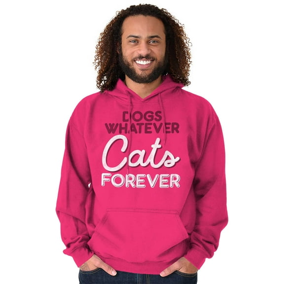 Dogs Whatever Cats Forever Funny Unisex Plus Fleece Graphic Hoodie Brisco Brands 2X