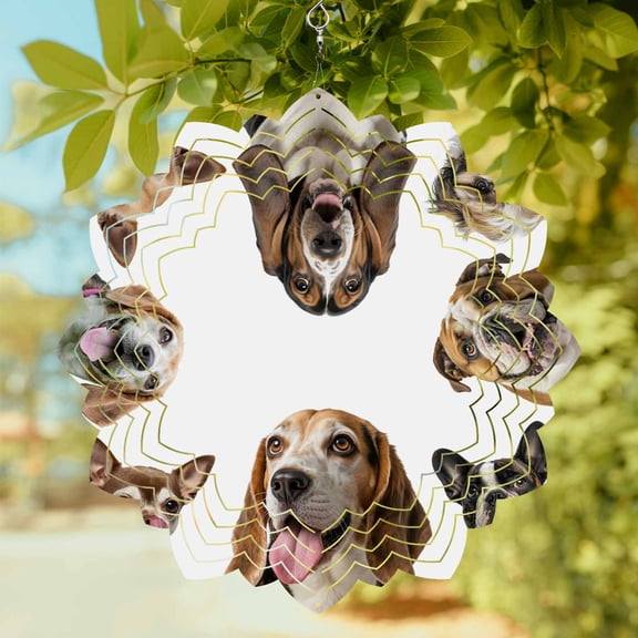 Dogs Wind Spinner for Garden Yard 8In, Modern Cute Multiple Dogs Animals Chihuahua Bulldog 3D Stainless Steel Kinetic Hanging Wind Spinners Rustproof Outdoor Decor for Lawn Patio Home