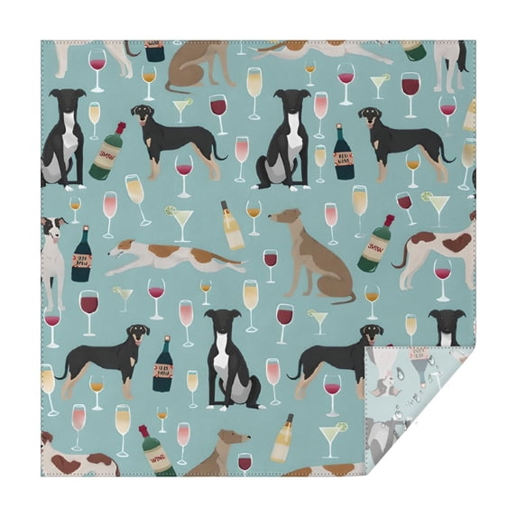 Dogs with Wine and Glasses Square Tablecloth,Waterproof Square Table Cover,Wipeable Spillproof Washable Table Cover for Home Kitchen Party Decor 52"x52"(132x132cm)