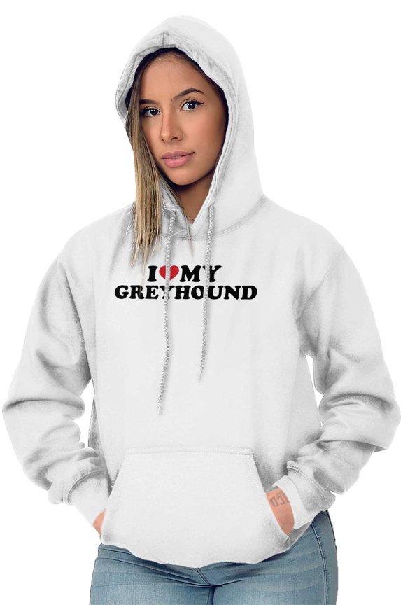 Dogs Womens Hooded Pullover Sweatshirt Love My Greyhound Funny Dog Parent Pet Owner