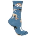 thumbnail image 1 of Dogs all Over Blue Cotton Ladies Socks, 1 of 4