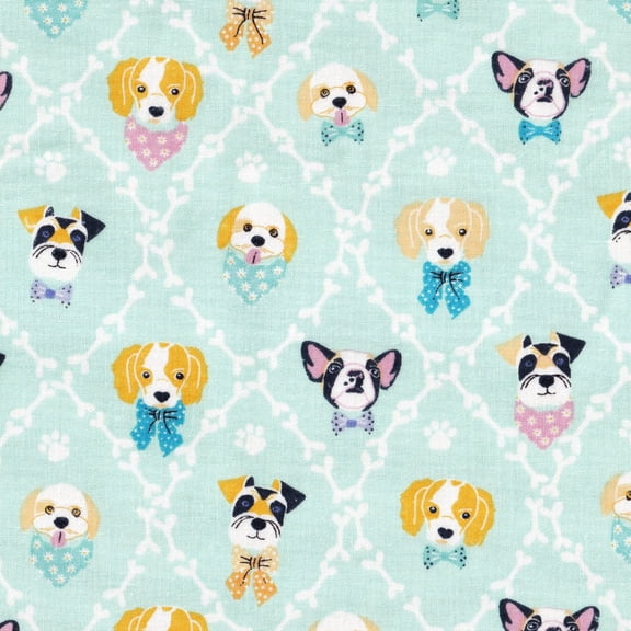 Dogs and Bones Diamond Pattern Cotton Fabric