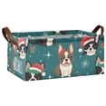 thumbnail image 1 of Dogs and Christmas Hat Collapsible Storage Bins Fabric Shelf Baskets with Handles 16.9"x11.4"x7.7" Closet Organizer, 1 of 8
