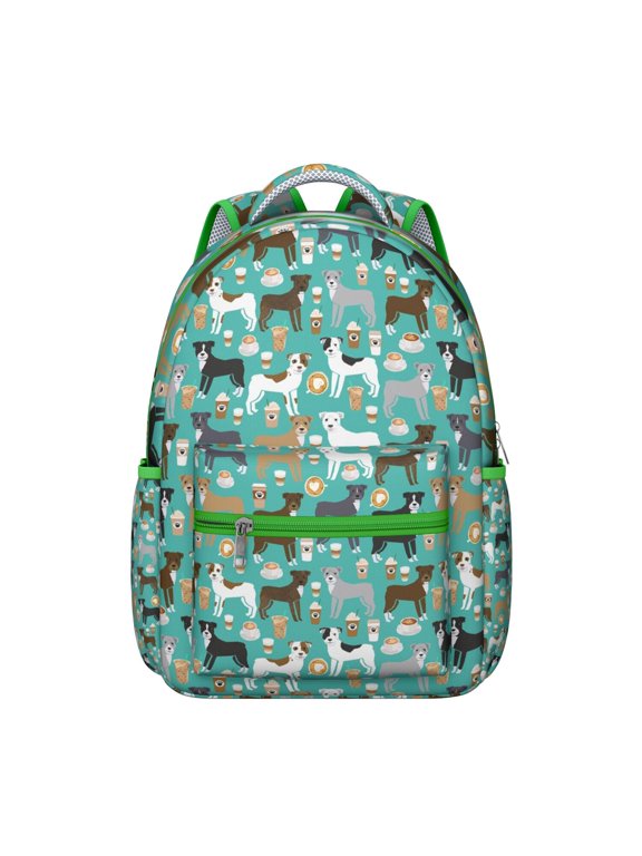 Dogs and Flowers Print Backpack with Vintage Canine Illustrations, Perfect for Pet Enthusiasts, Lightweight and Durable