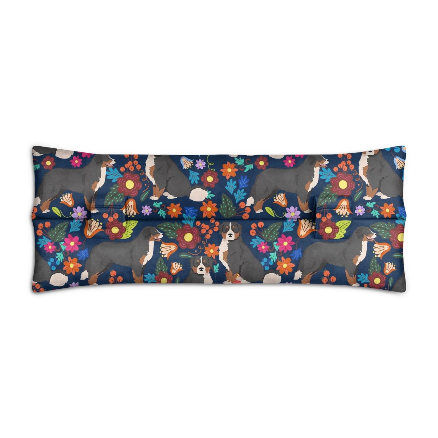 Dogs and Flowers Print Seatbelt Pillow - Post Surgery Mastectomy Cushion - Soft Chest Protector After Breast Surgery