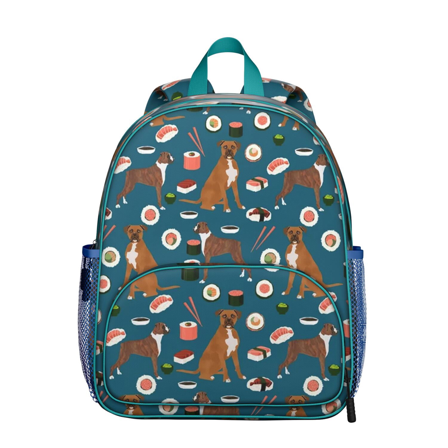 Dogs and Flowers Print Student Backpack – Cute Puppy Paw Pattern with ...