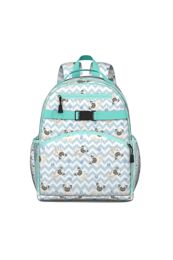 Dogs and Hearts Pattern Backpack Adorable Puppy Print with Paw and Bone Motifs for