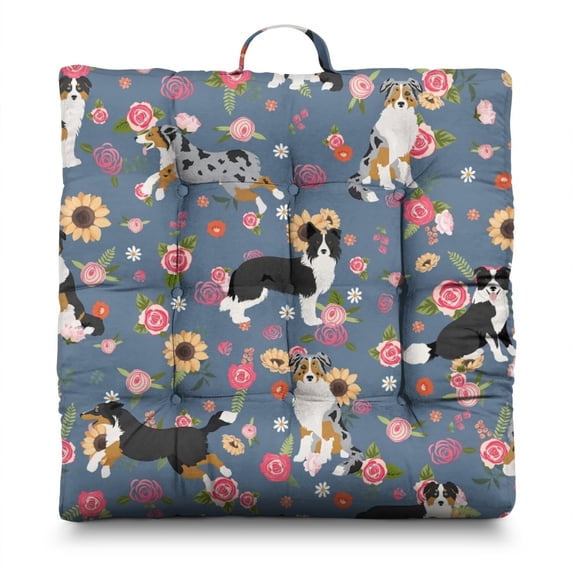 Dogs and Hearts Print Meditation Cushion - Thick Supportive Zabuton ...