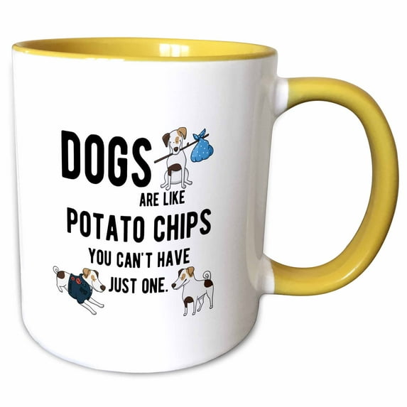 Dogs are like potato chips you cant have just one with Jack Russells. 15oz Two-Tone Yellow Mug mug-341059-13