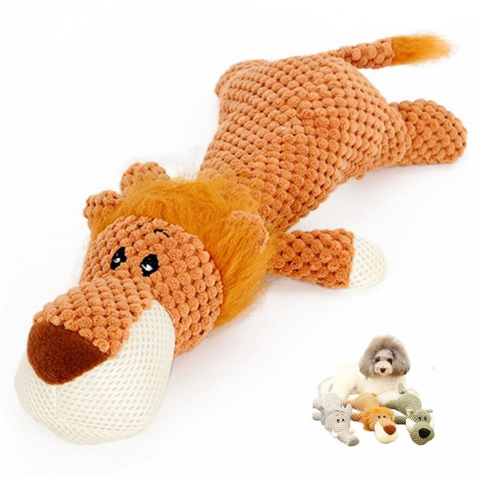 Dogs make noises while chewing and grinding their teeth. Plush toys