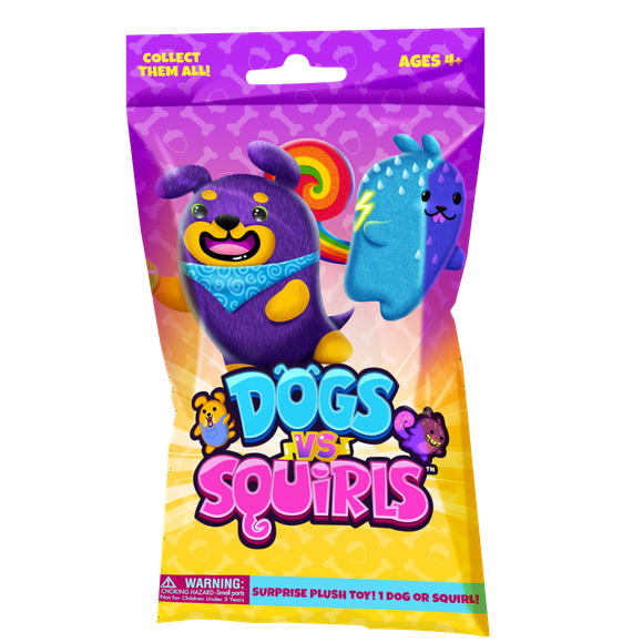 Dogs vs Squirls - Mystery Bag - 1pk - 4" Super-Soft & Bean-Filled Plush! Gold Wave