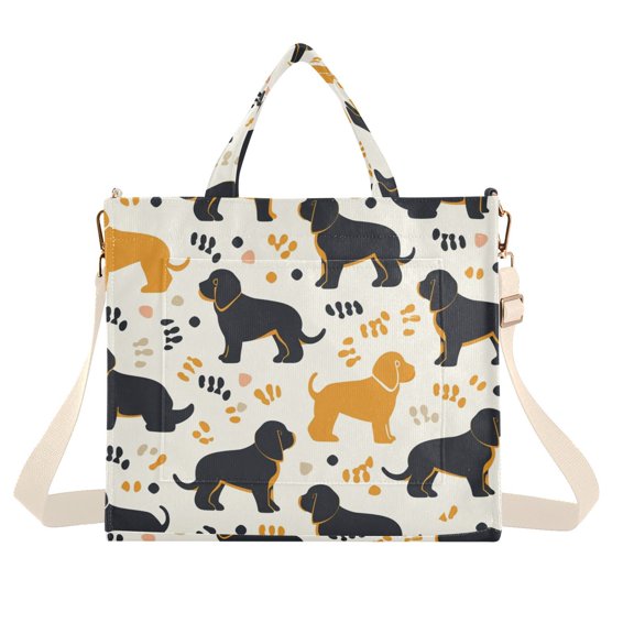Dogs with Claws Corduroy Tote Bag Handbag Large Messenger Bag Shoulder Crossbody Zipper Bag Purse